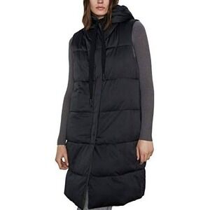 Zara Reversible Longline Puffer Vest Hooded Black Grey XL 02952485000491